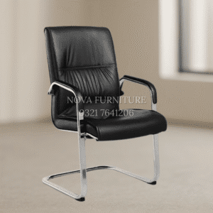 Max Black leather visitor chair