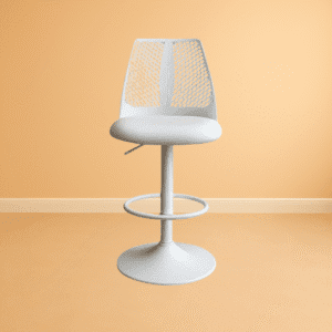 Mesh Bar stool in white with cushioning seat