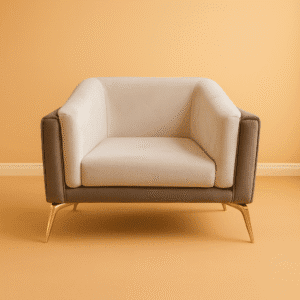 Celestine Duo colored metal frame velvet sofa chair with golden legs