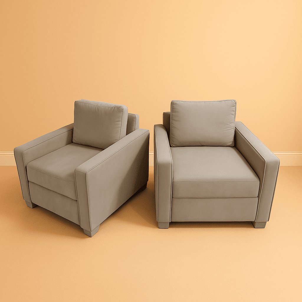 Ginger Sofa Chair - Pair 1 Ginger Velvet sofa chair pair in Off white color