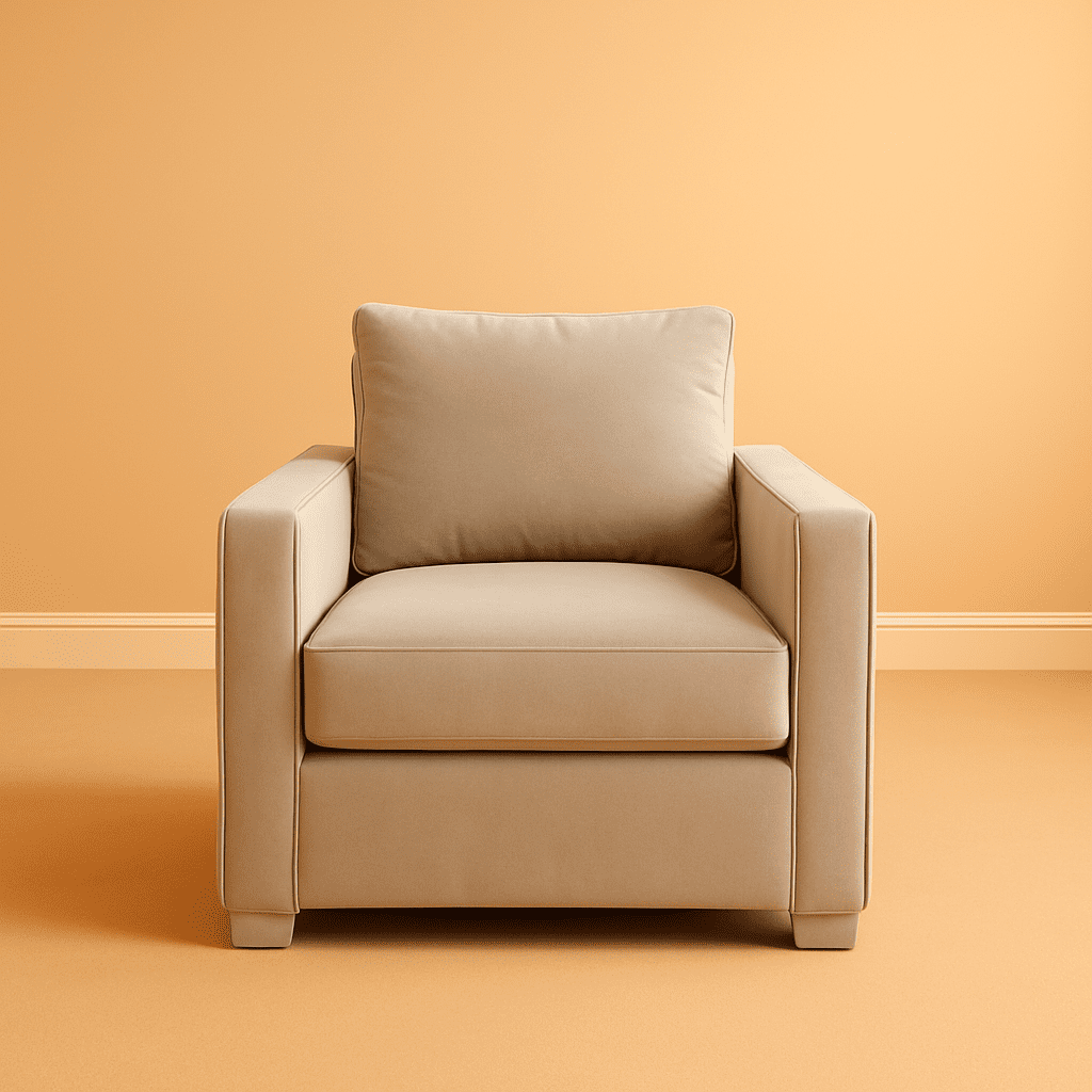 Ginger Sofa Chair - Pair 2 Ginger Velvet sofa chair pair in Off white color