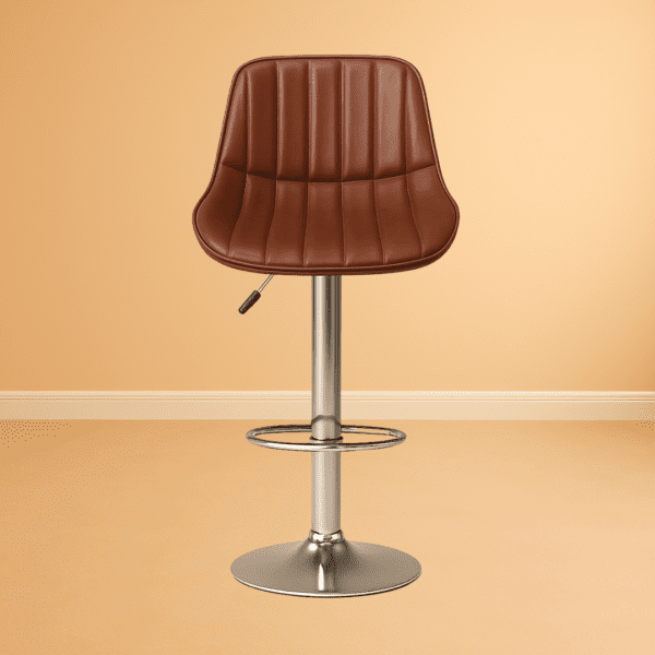Flora brown bar stool with steel base