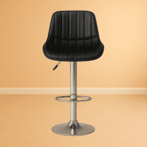 Flora black bar stool with steel base