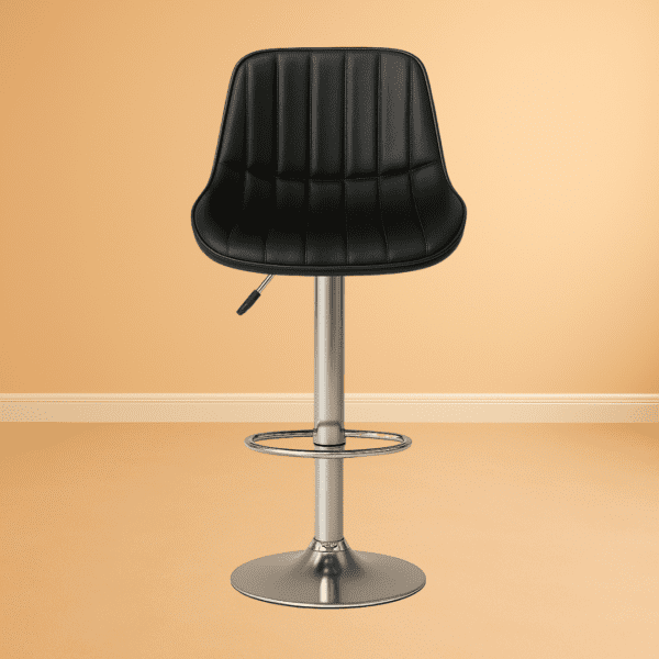Flora black bar stool with steel base