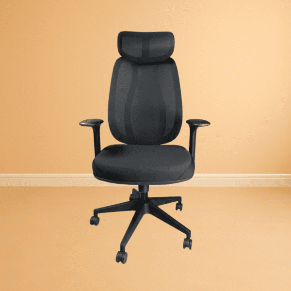 Executive Office Chairs 10 Apexy executive high-back mesh office chair in black with revolving base.