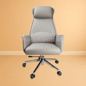 Nexa Faux Leather revolving office chair in grey color