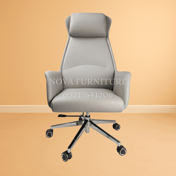 Nexa Faux Leather revolving office chair in grey color