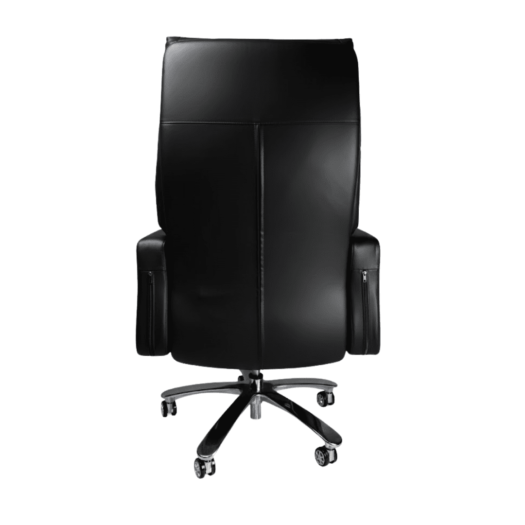 Luna B 3 Luna black faux leather office boss chair with recliner and footrest feature in revolving edition