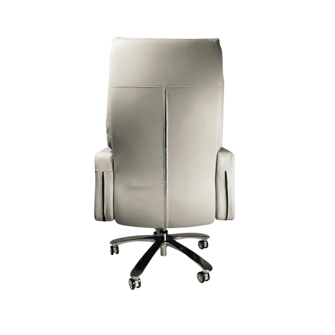 Luna OW 3 Luna Grey faux leather office boss chair with recliner and footrest feature in revolving edition