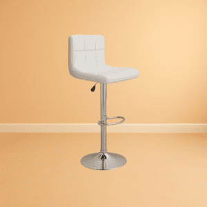 white bar stool with steel base