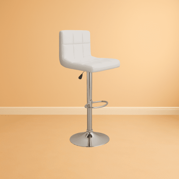 white bar stool with steel base