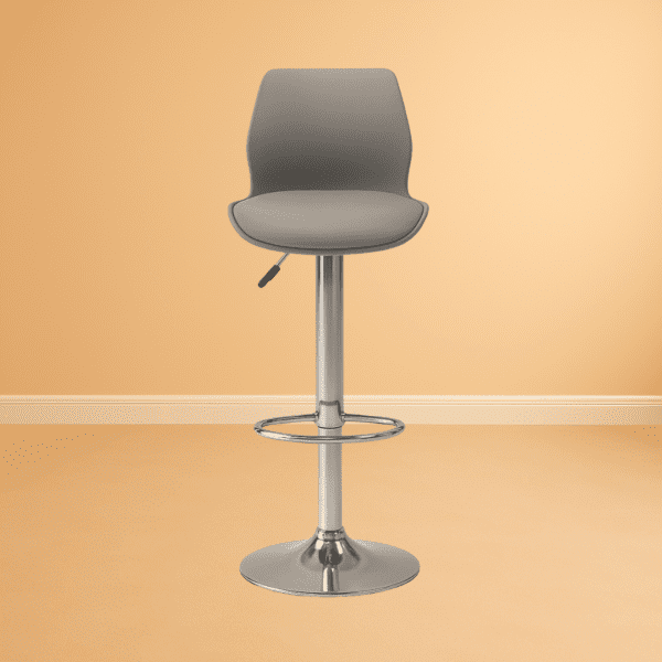 Cue grey bar stool with steel base
