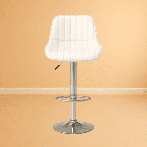 Flora white bar stool with steel base