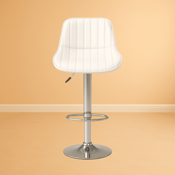 Flora white bar stool with steel base
