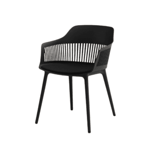 Jade black cafe chair with cushion sitting