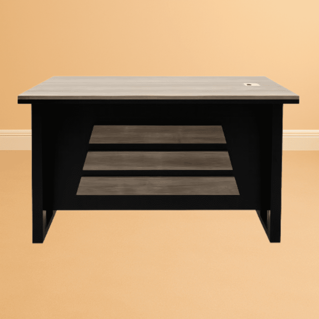 Modern desk with open shelves