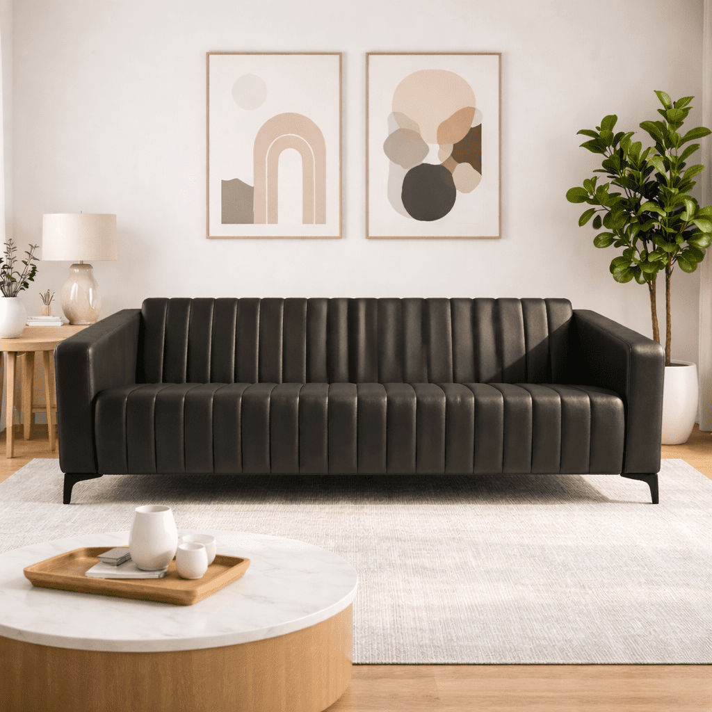 Guzel 6 Seater Sofa Set 4 3 Seater Faux Leather Sofa