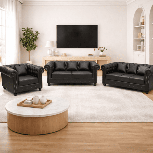 6 Seater chesterfield Faux Leather Sofa